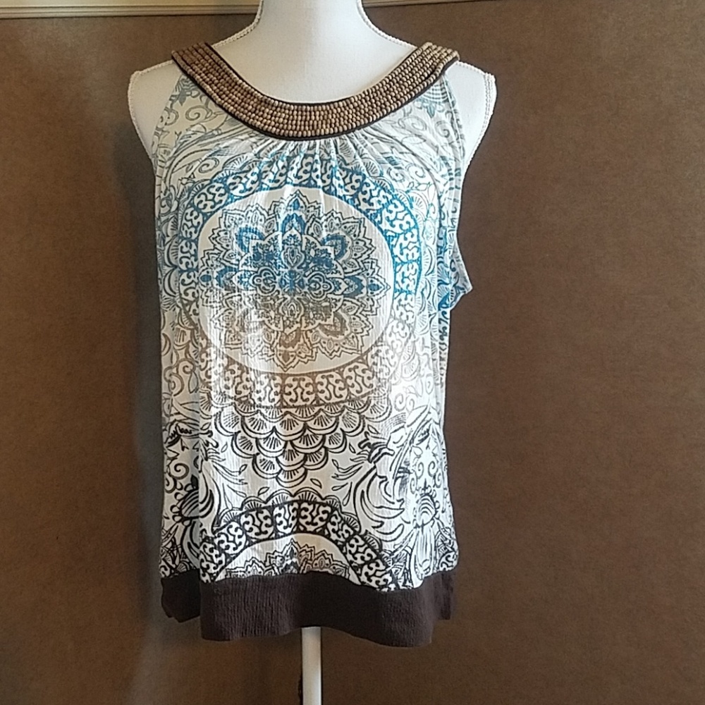 Women's brown and blue tank top. Large